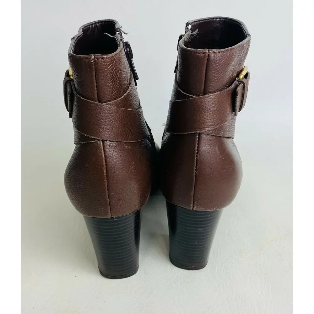 Cole Haan Ankle Boots Rhinecliff Grand Leather Bootie Brown‎ Side Zip Sz 7B